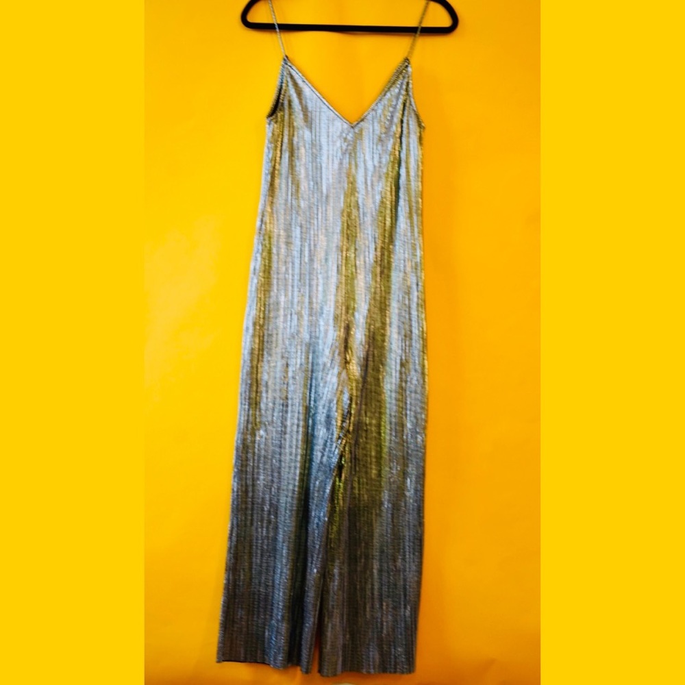 Topshop Silver Metallic Flowy Jumpsuit